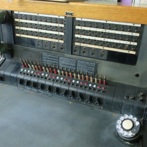 front view of a phone switchboard