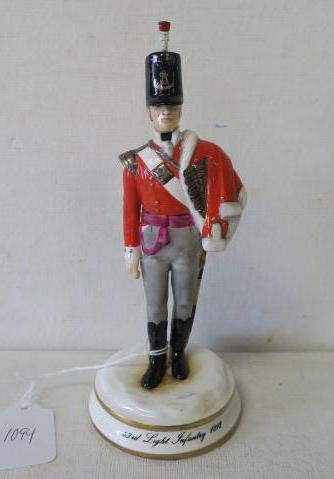 MICHAEL SUTTY "43rd Light Infantry, 1812" Figurine:: MICHAEL SUTTY "43rd Light Infantry, 1812" Figurine: Bone Porcelain Figurine English 43rd Light Infantry Regiment. 7 1/2" Tall. Hand painted, Artist Initial's JRR. #119 of Limited Edition of 250. No Ch