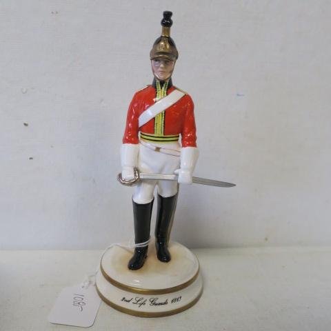 MICHAEL SUTTY "Trooper, 2nd Life Guards, 1813:: MICHAEL SUTTY "Trooper, 2nd Life Guards, 1813: Bone Porcelain Figurine of English Cavalry Trooper #109 in Limited Edition of 250. Hand painted. 7 1/4" T. No Chips, Cracks or Breaks. (150-300)