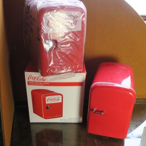 Two Coca-Cola Nostalgic Retro Personal Refrigerators:: Two Coca-Cola Nostalgic Retro Personal Refrigerators: One New in Box, One out of Box. (75-140)
