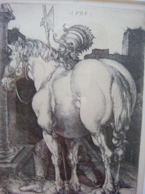 ALBRECHT DURER, "LARGE HORSE" 19th Century Printing:: ALBRECHT DURER, "LARGE HORSE" 19th Century Printing: Engraving Accentuates the Muscularity and Physical Presence of the Animal, Companion Piece to "Small Horse". Representing Durer's (1471-1528) Matur
