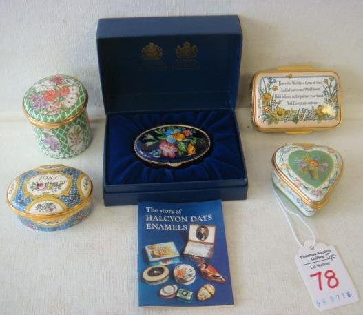 Five Halcyon Days Floral Enamel Boxes: (1 of 6)
