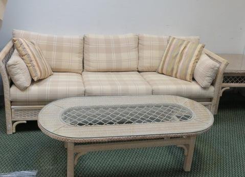 Two Pc. Pickled Wicker Furniture: (1 of 4)