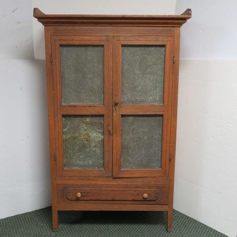 Antique Oak Pie Safe With Four Punched Tin Panels Sep 05 2016