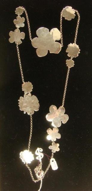 ROBERT LEE MORRIS, ANDY WARHOL Inspired Necklace:: ROBERT LEE MORRIS, ANDY WARHOL Inspired Necklace: Marked 925, Sterling. Made for BOND No. 9, a Warhol Fragrance. Inspired by Warhol Silkscreen of Flowers and Presented as a Graphic Element. Warhol Quo