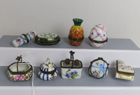Nine Assorted Limoges Trinket Boxes: (1 of 3)