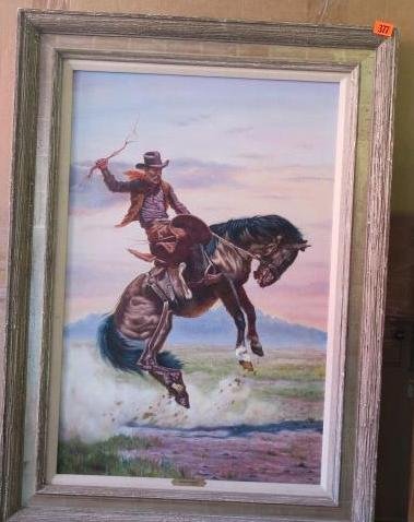 GREGORY PERILLO Cowboy/Bronco Oil on Canvas: (1 of 5)