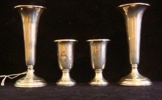 Pair of Sterling Silver Vases and Pair of Cordials: (1 of 3)