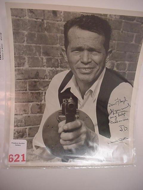 Autograph Warren Oates on Dillinger Movie Glossy: 621. Autograph Warren Oates on Dillinger Movie Glossy: Autograph with Indicer "Dear Floyd If You Need Any Help Call Me JD Warren Oates" to Floyd Hamilton Public Enemy #1 and Member of Bonnie & Clyde G