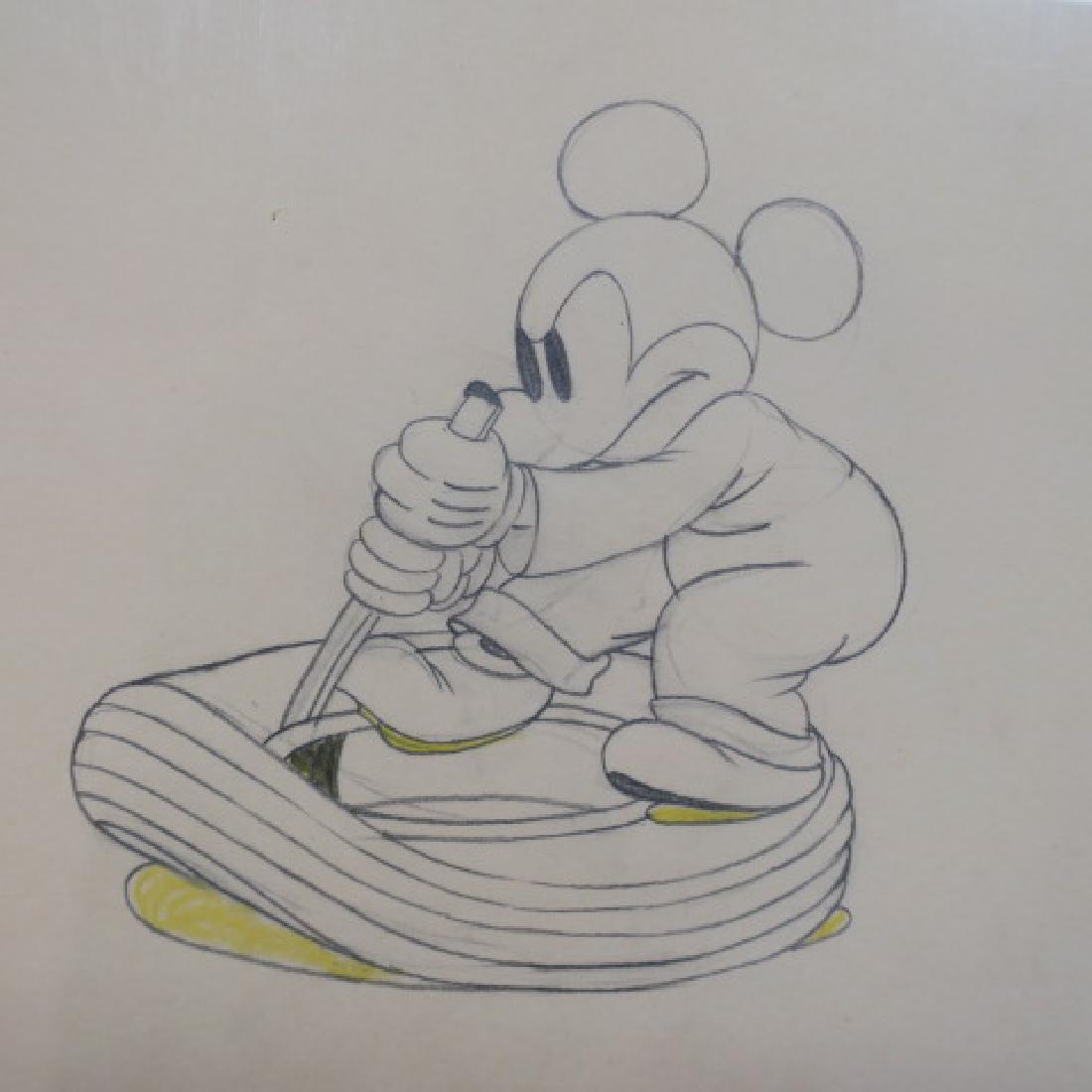 1935 Production Drawing "Mickey's Service Station:": 1935 Production Drawing "Mickey's Service Station:" Preliminary Pencil Art for Cartoon Released 3/16/35 Showing Mickey Trying to Fix Flat Tire. Unknown Animation Artist on Animation Sheet. Not Removed