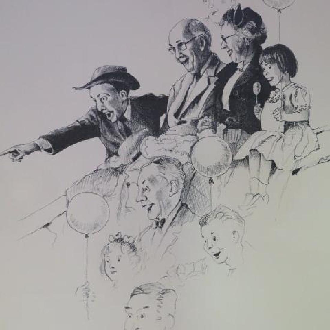 Signed NORMAN ROCKWELL Artist Proof Sketch of Fans:: Signed NORMAN ROCKWELL Artist Proof Sketch of Fans: Snippet of Young and Old Ball Fans Watching the Game. Often Took Photographer to Game to Capture Images and Pose People in the Stands. This is Fragm