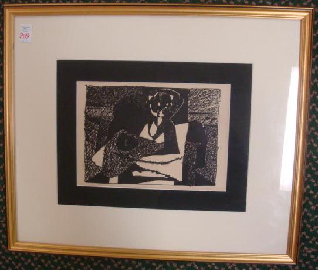 PICASSO Woodblock Print from "Helen Chez Archimede:": PICASSO Woodblock Print from "Helen Chez Archimede:" 22 Drawings Commissioned to Illustrate Play by Andre Squares. Woodblocks Made by Master Georges Aubert. Project Not Done & Revitalized in 1955 with