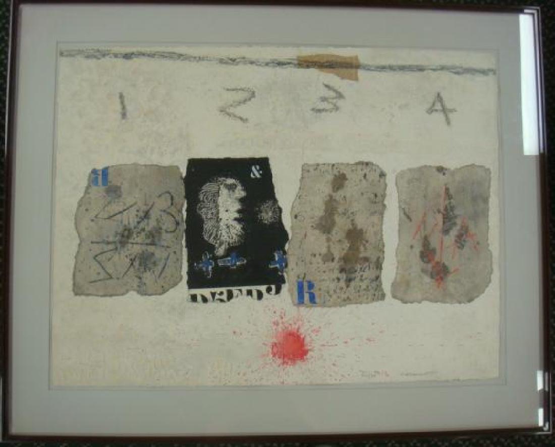 Signed I WIANARD Abstract Print on Paper:: Signed I WIANARD Abstract Print on Paper: Signed LR in Pencil, #40/75. Embossed Handmade Paper With Intaglio Print Across Top & Bottom. Mounted on Mat to Expose Deckle Edges. Matted & Framed to 36" x 