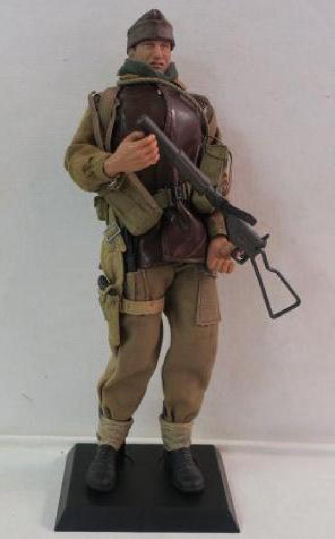 HASBRO GI JOE "WORLD WAR II ROYAL MARINE COMMANDO:": HASBRO GI JOE "WORLD WAR II ROYAL MARINE COMMANDO:" RM Commando in Watch Cap, Leather Waterproof Jacket, Sten Gun, 45 M1911 Pistol, Fairbain-Sykes Dagger, Bolo Fighting Knife, Canteen, Pack and Garrot