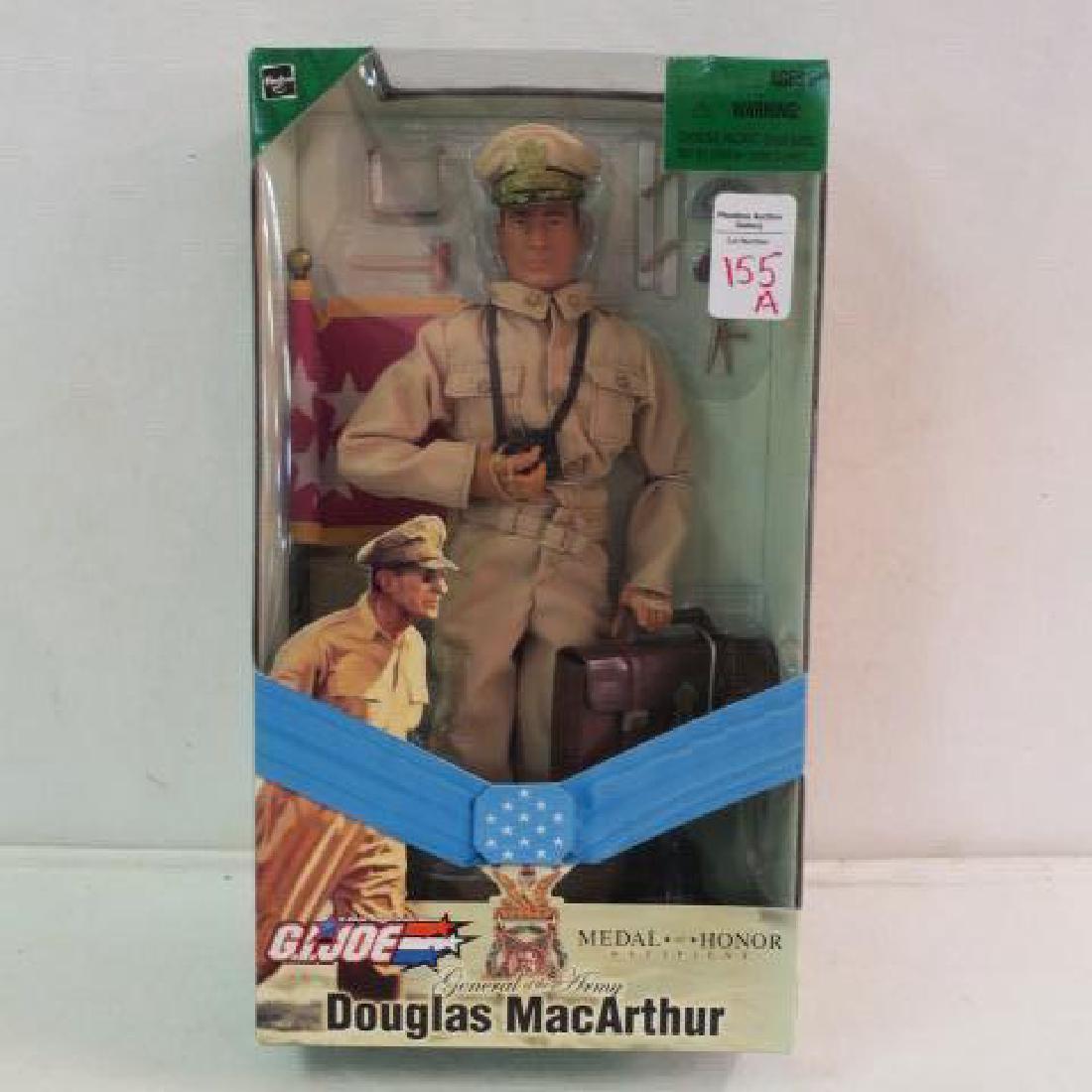 HASBRO GI JOE "DOUGLAS MACARTHUR" MEDAL OF HONOR:: HASBRO GI JOE "DOUGLAS MACARTHUR" MEDAL OF HONOR: Tribute to Douglas MacArthur with Corn Cob Pipe, Sun Glasses, Five Star Flag, Maps and Equipment, Derringer, Uniform and Hat. Purchased at Douglas Mac