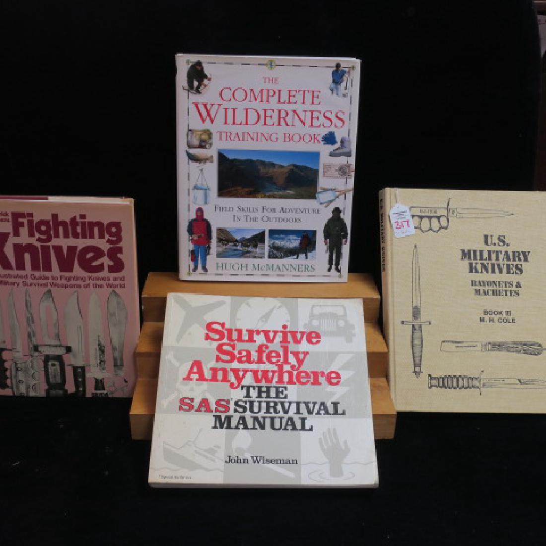 Four Books on Knives and Survival Skills:: Four Books on Knives and Survival Skills: Rare "US ARMY KNIVES-BAYNOETS & MACHETES, BOOK III," M.H. Cole, "FIGHTING KNIVES," FRED STEPHENS. "COMPLETE WILDERNESS TRAINING BOOK," AND "SAS SURVIVAL MANUA