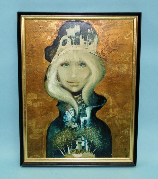 ENDRE SZASZ (1926-2006) Hungarian School. "OMAR KH: ENDRE SZASZ (1926-2006) Hungarian School. "OMAR KHAYAM III". Mixed media composition on panel. 15 1/2" x 11 1/2". In black wood frame.
