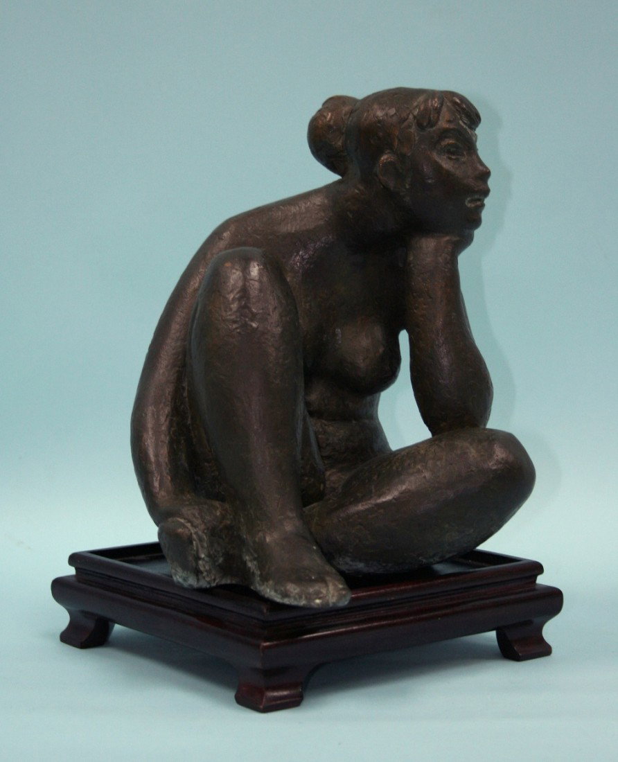 LEO MOL (1915-2009) Contemporary Canadian sch: LEO MOL (1915-2009) Contemporary Canadian school. A bronze figure of a young nude. Guss Strenle Foundry mark. Signed and numbered in bronze. 10" high.