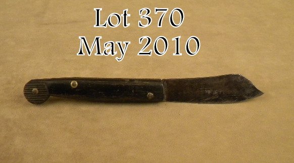 Colonial period fixed blade with carved horn grips: Colonial period fixed blade with carved horn grips approx. 9" overall with an approx. 3-3/4" blade that has been ornamented on the back spine in good condition showing a dark patina on the blade with 