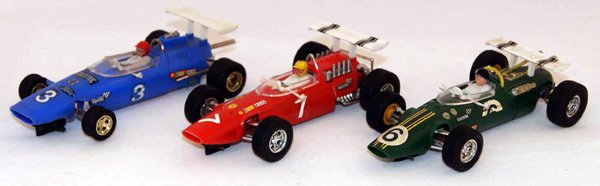 3 x Unboxed Scalextric F1 Cars including C8 Lotus, : 3 x Unboxed Scalextric F1 Cars including C8 Lotus, C9 Ferrari V8 and C24 Team Car. Good unboxed.