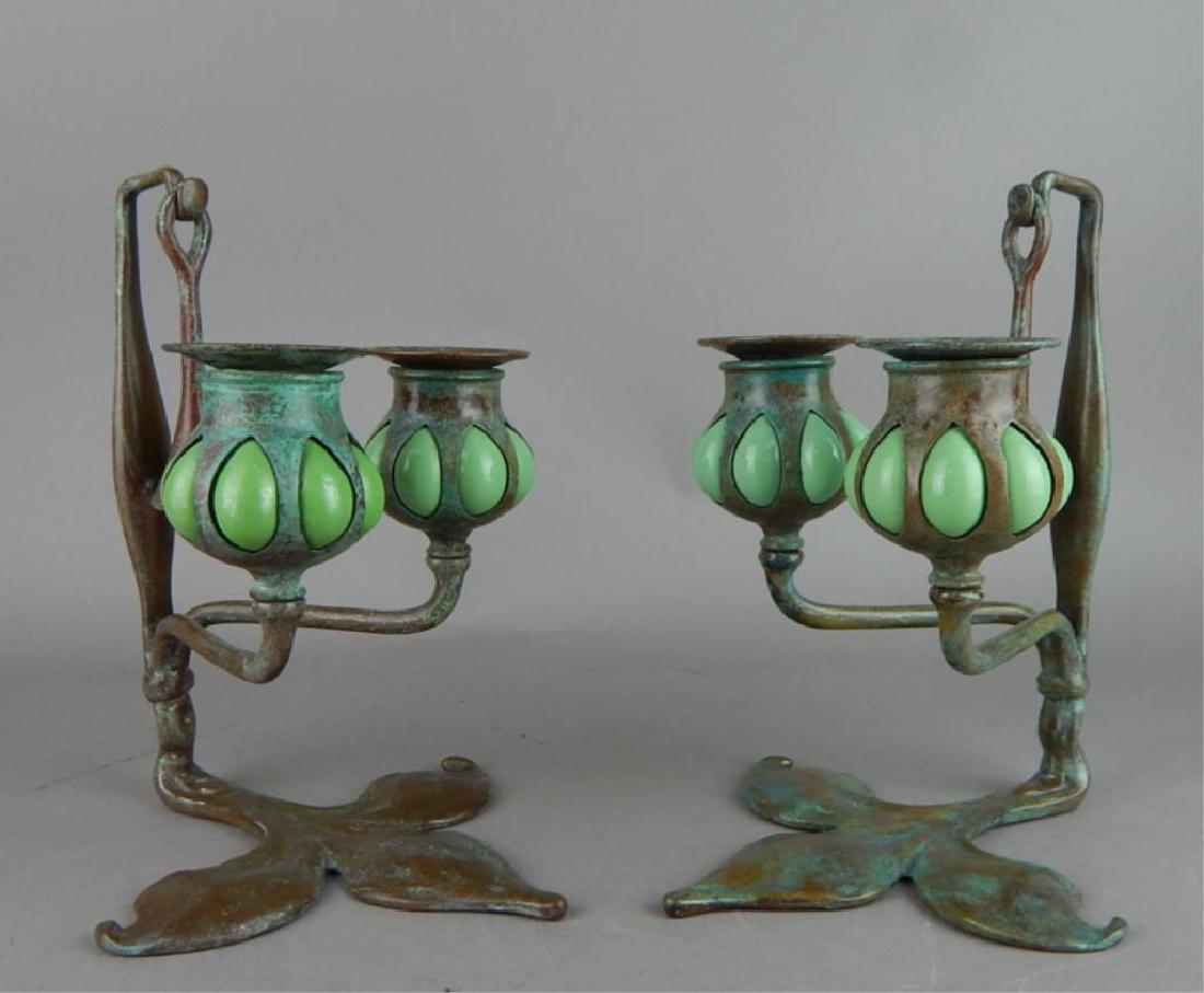 Tiffany Style Fleur de lis Bronze Candle Holders (1 of 5)