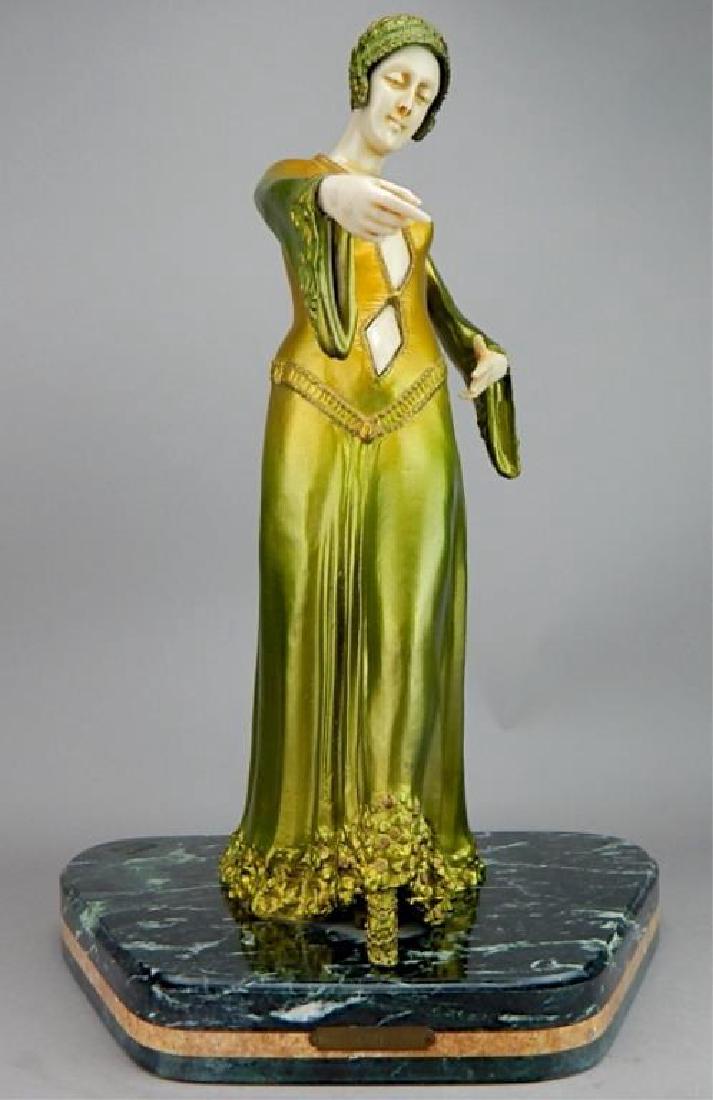 Art Deco Renaissance Girl in Long Green Dress (1 of 10)