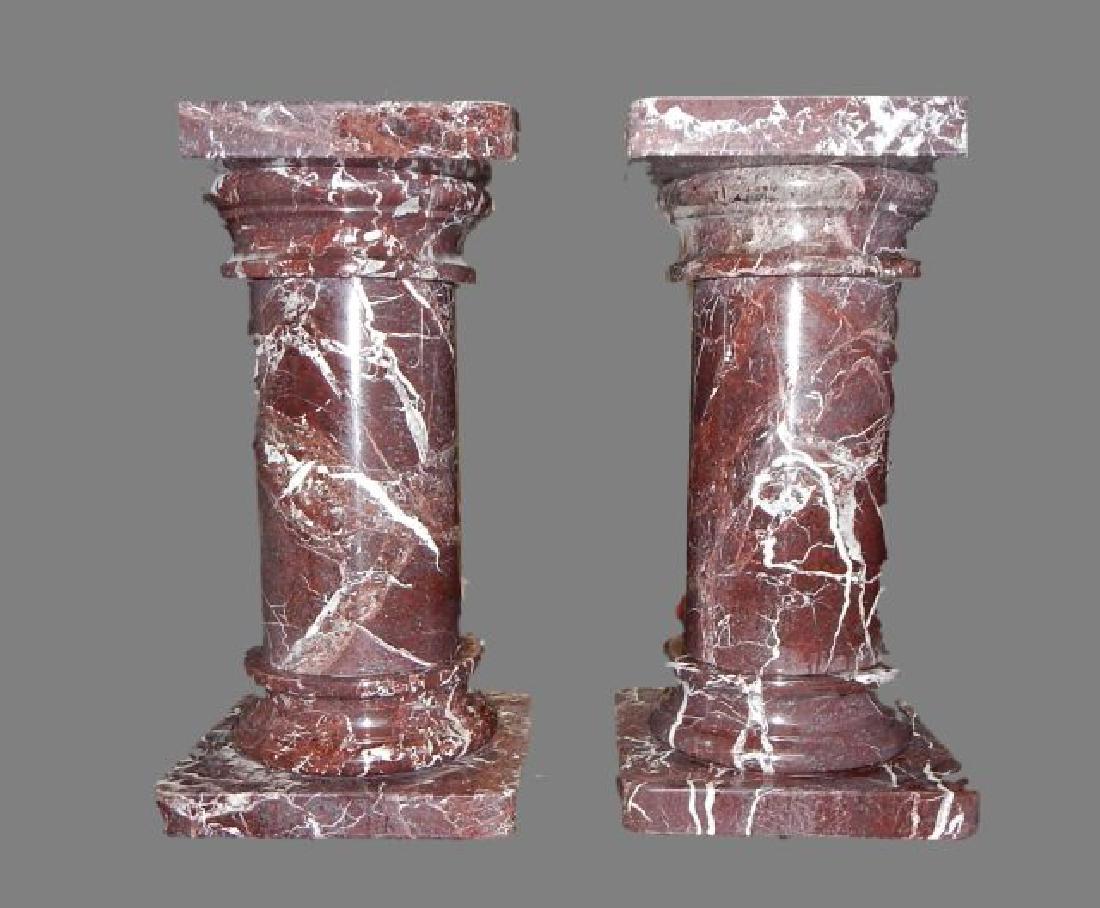 Pair of Rouge Marble Pedestals (1 of 3)