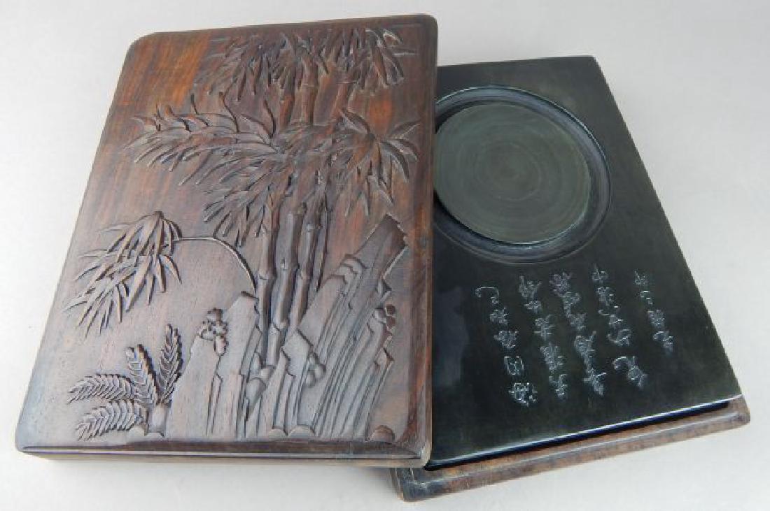 Chinese Carved Bamboo Shoots Ink Stone Box (1 of 2)