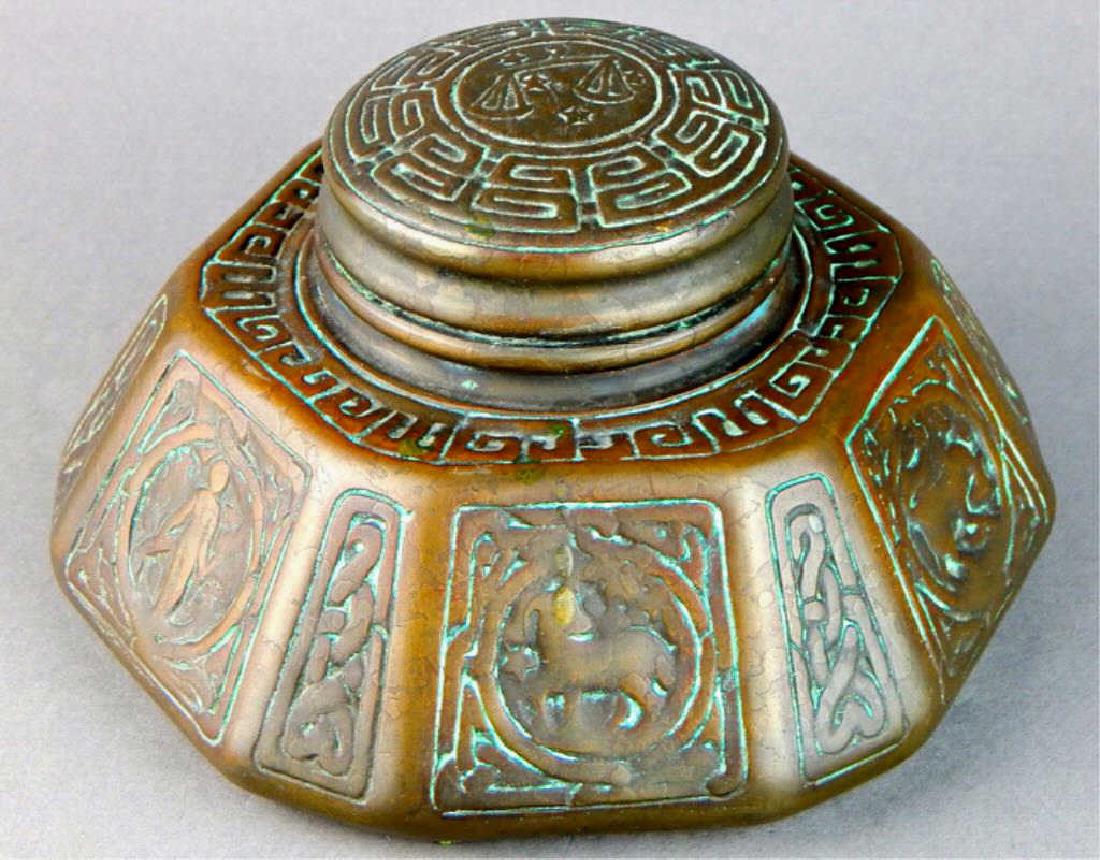 Tiffany Studios NY Bronze Zodiac Inkwell (1 of 10)