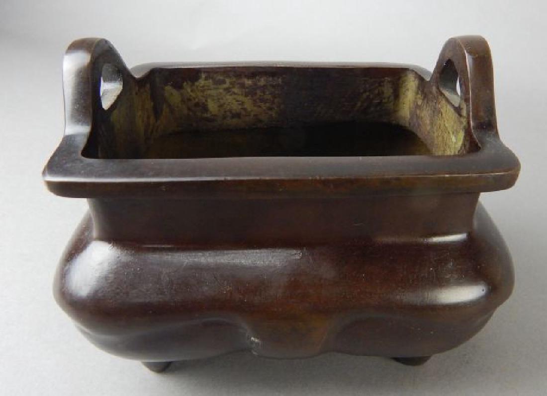 Bronze Incense Censor: Measures 4" x 5 1/4" x 4 1/4". Estimate $200 - $300. Starting bid $40.
