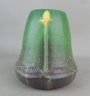 Ephriam Pottery "Pond" Vase: Delavan, Wisconsin, has makers mark and artist signature Mary Pratt on bottom and measures 5" x 4". Estimate $200 - $400 Starting Bid $30