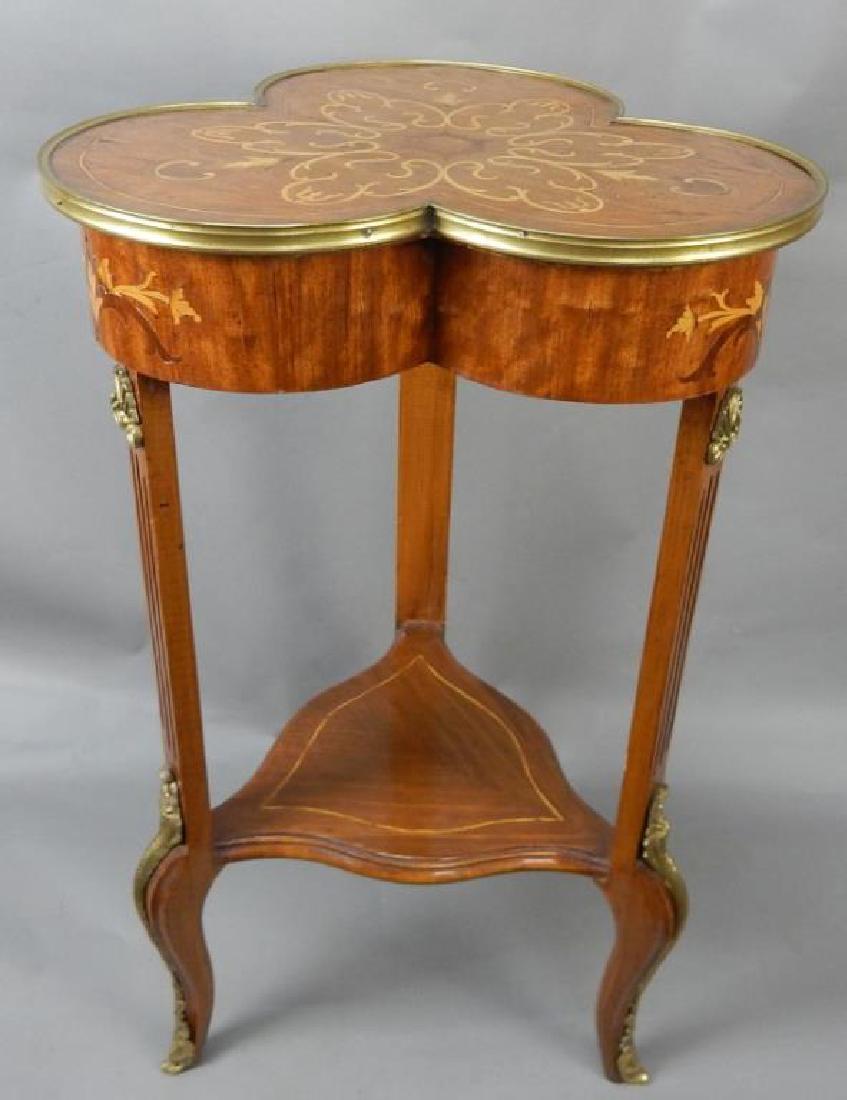 Clover Shaped Marquetry Stand with Shelf (1 of 7)