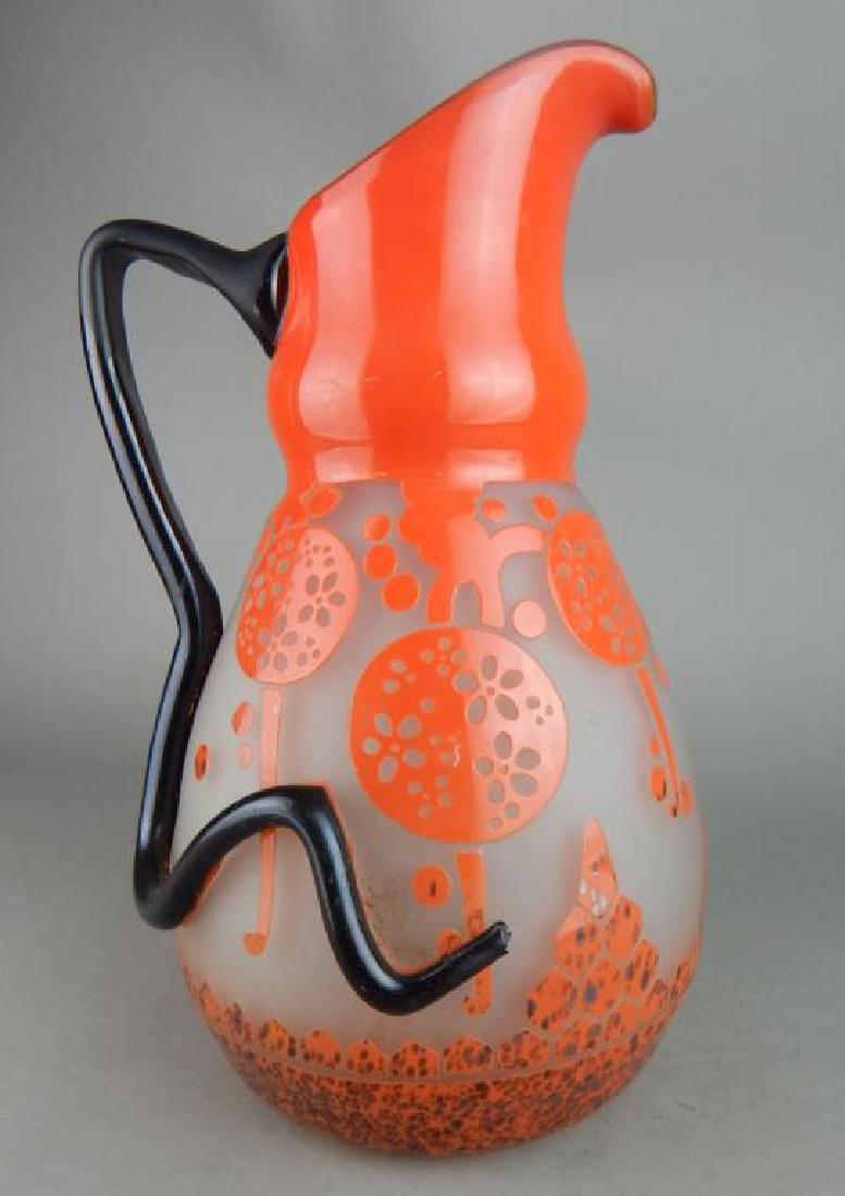 Charder Style Cameo Art Glass Pitcher: Multi colors decorated with cut and carved flowers. Signed Charder. Measures 13" x 8". Estimate $900 - $1,500 Starting Bid $200