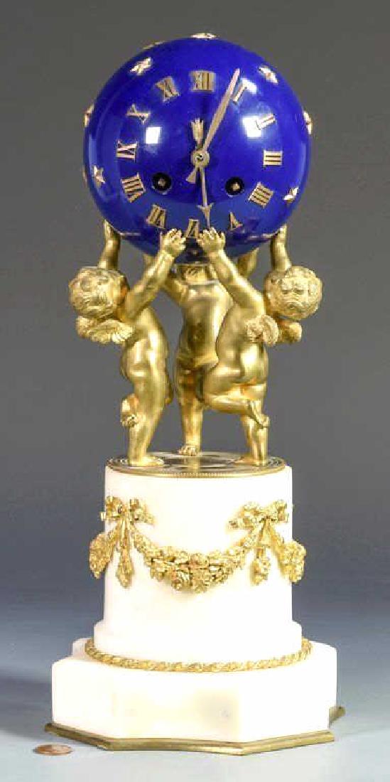 French Dore Bronze Cherub and Marble Clock (1 of 3)