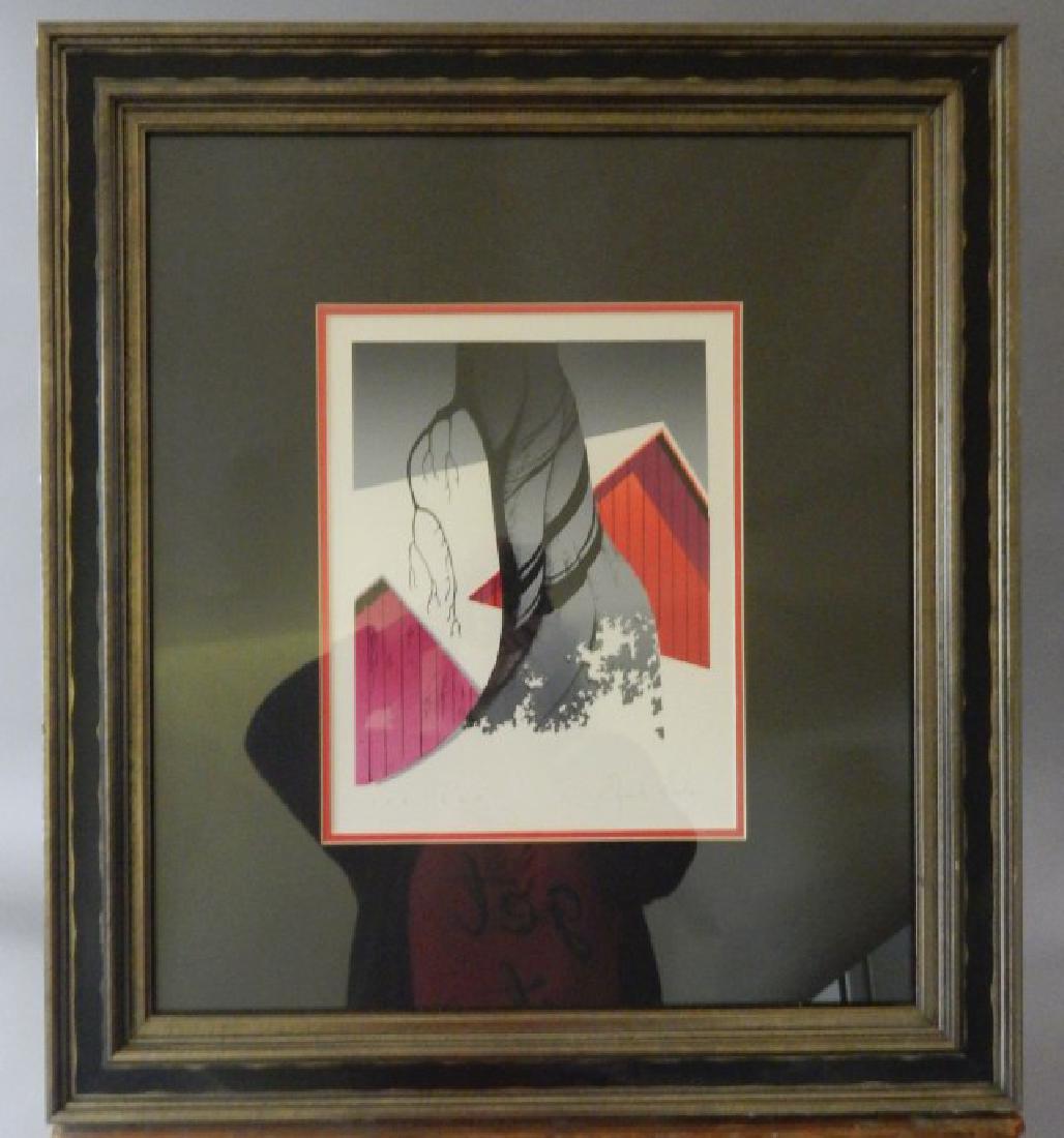 (4) Eyvind Earle "Red Barn Gray Sky" Silkscreen (1 of 3)