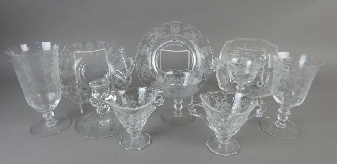 Twenty-One Heisey Orchid Etched Stems & Platters (1 of 7)