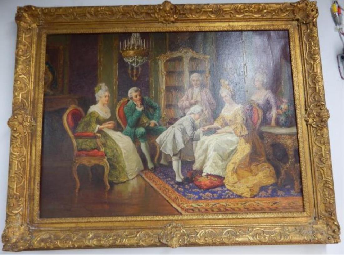 French Interior Oil on Canvas Painting (1 of 4)