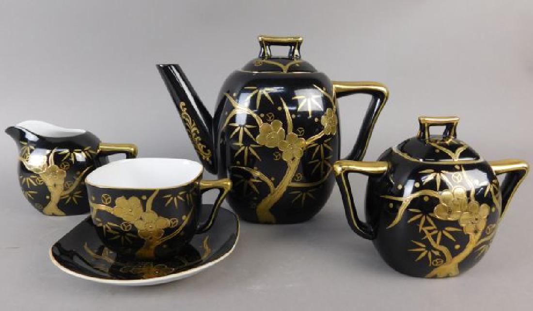 Japanese Black & Gold Four Piece Tea Set (1 of 8)