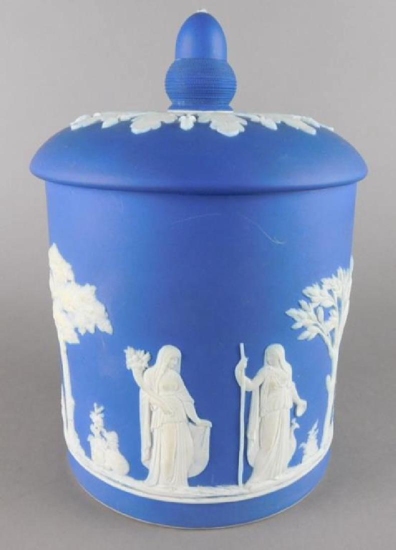 Wedgwood Biscuit Jar: Marked Wedgewood, England. Estimate $100 - $200. Starting bid $20.