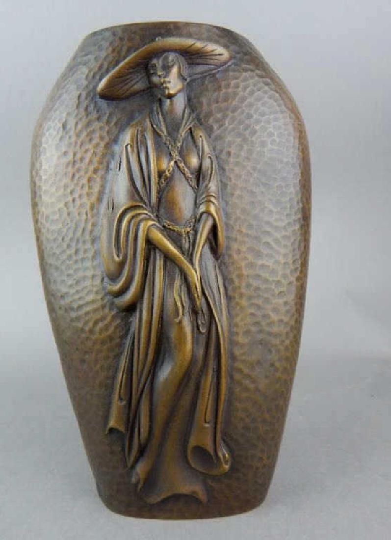 Erte Style Bronze Asian Lady Figural Vase (1 of 8)