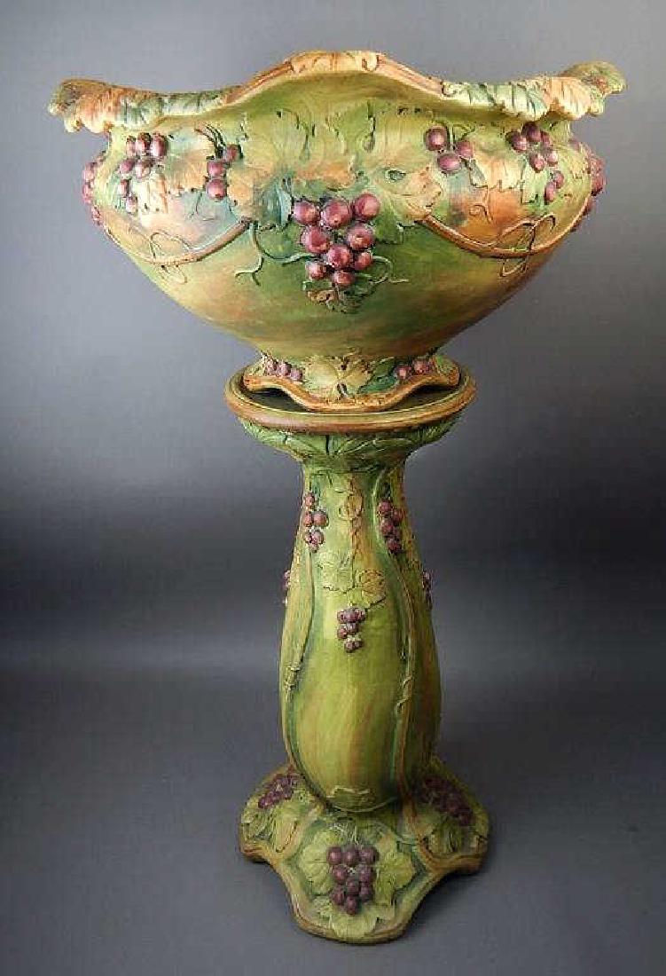 Weller Pottery Grapevine Jardiniere & Pedestal (1 of 9)
