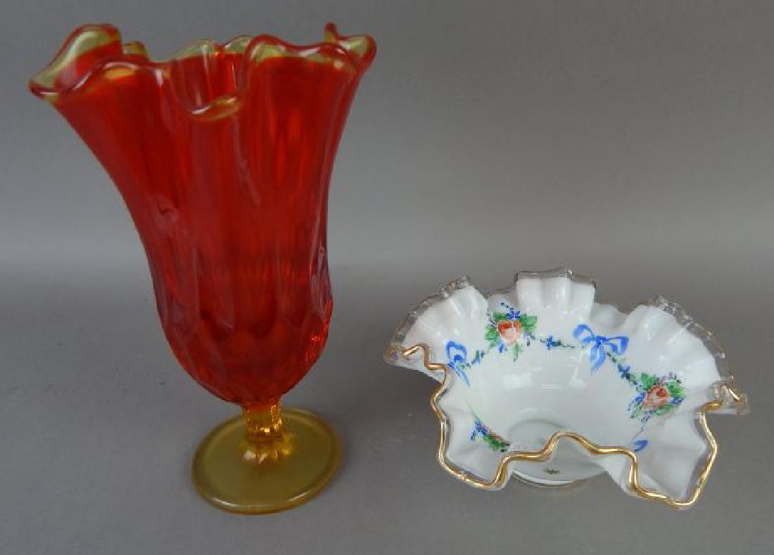 Viking Glass Flower Vase & Fenton Bowl (1 of 9)