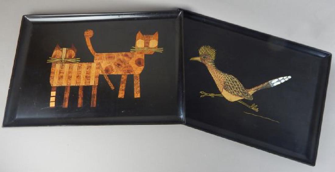 Two Couroc Inlaid Wood & Shell Trays (1 of 7)