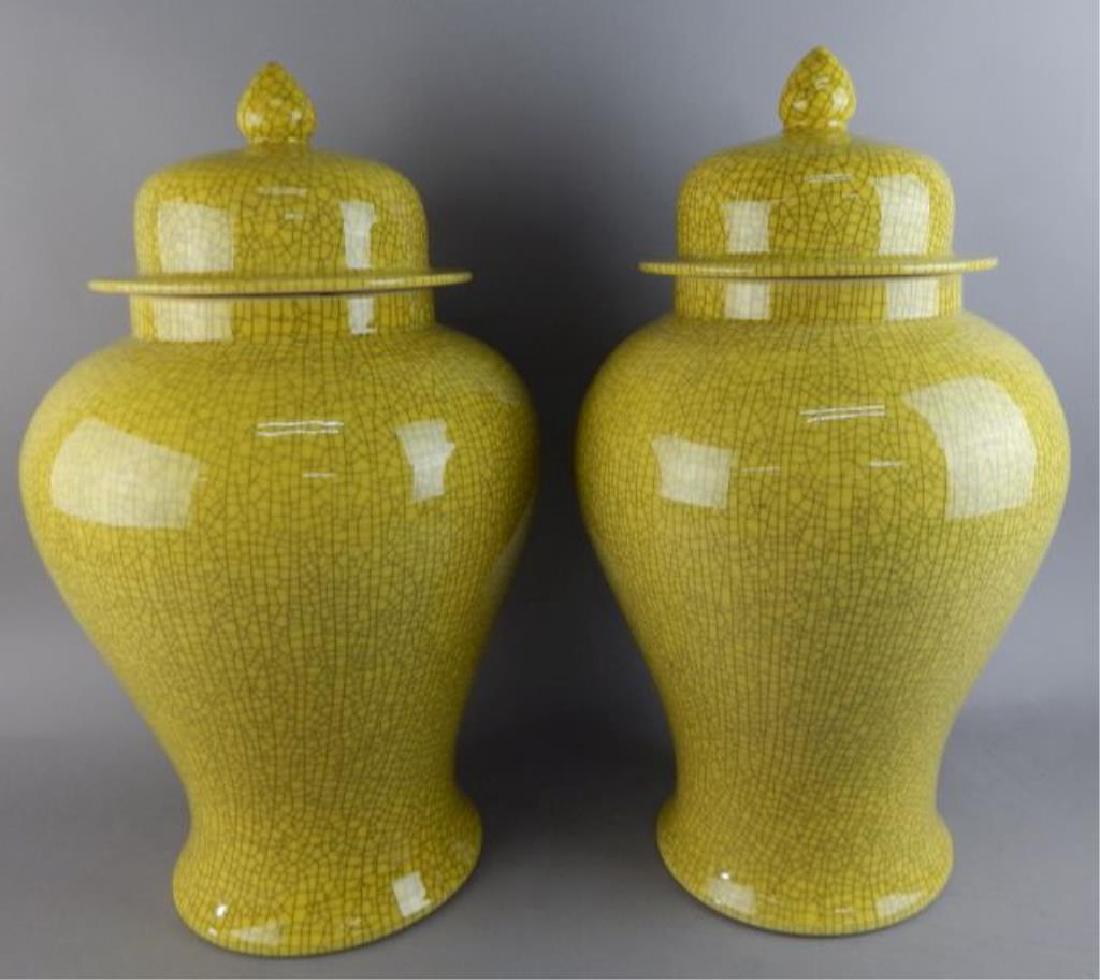 Pair Chinese Yellow Jar with Lid (1 of 5)