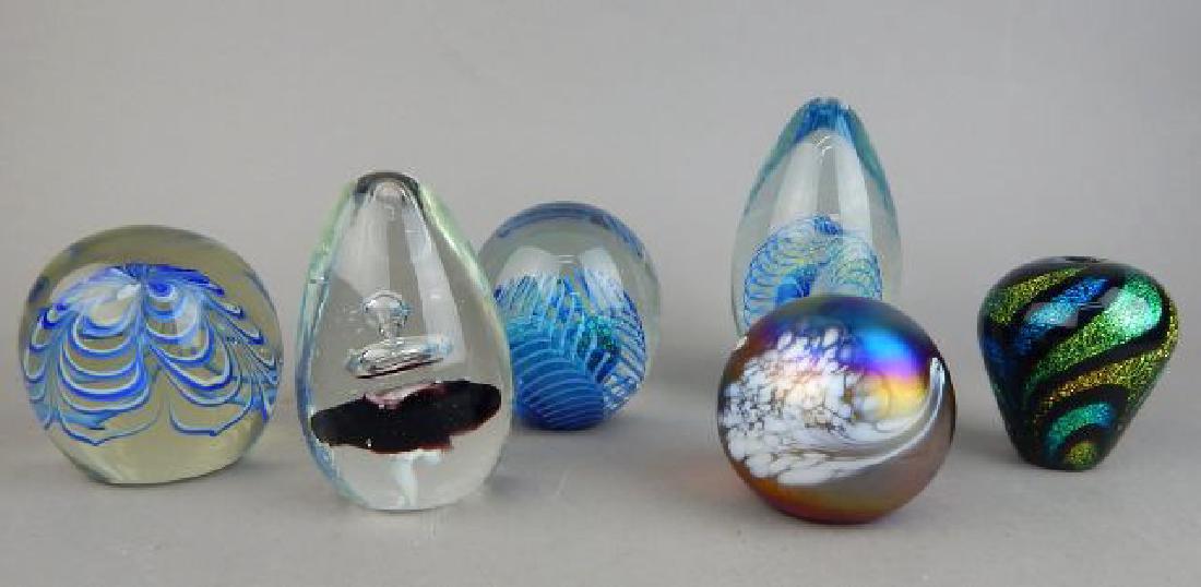 6 Signed Art Glass Paperweights (1 of 3)