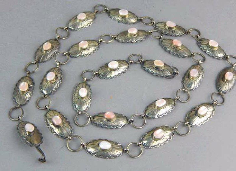 Sterling and Pink Stone Medallion Belt (1 of 3)