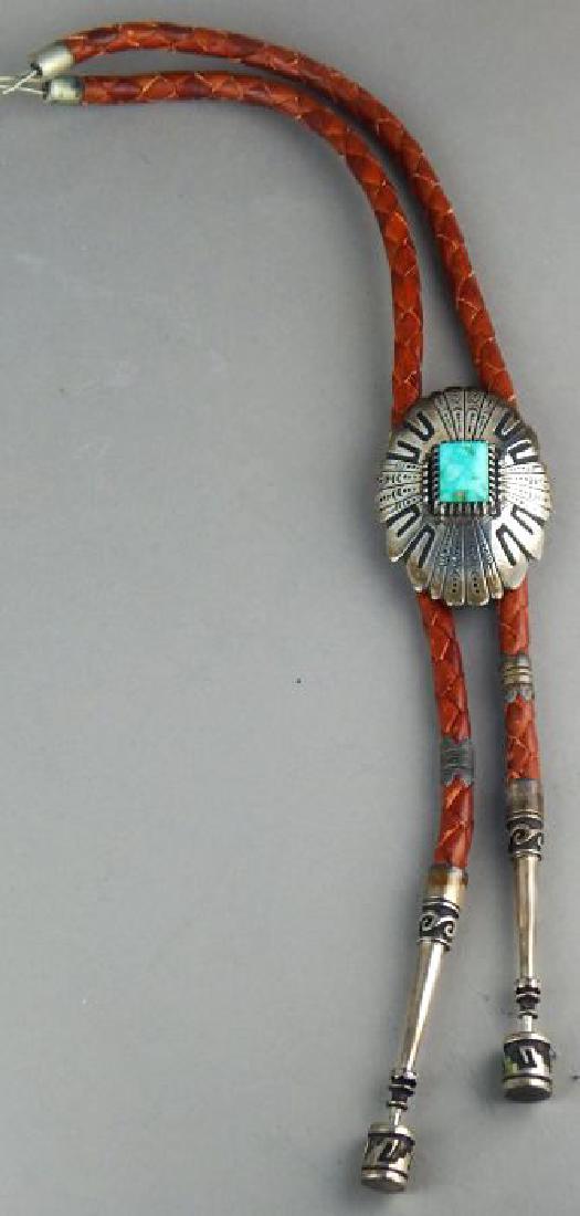 Native American Sterling and Turquoise Bolo Tie (1 of 6)