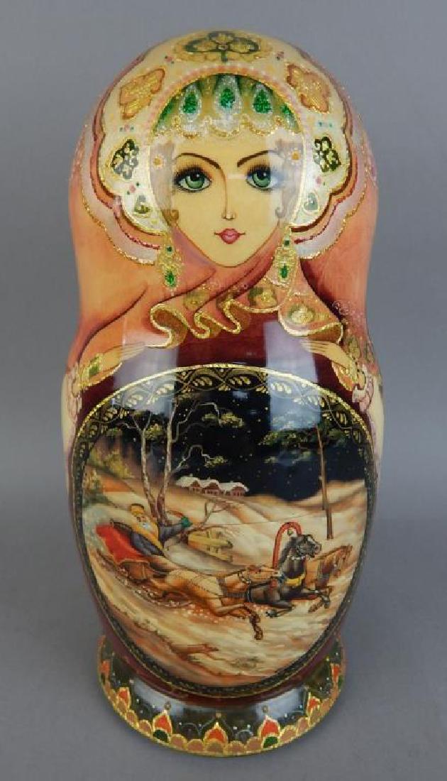 Hand Painted Gold Enameled Russian Nesting Dolls (1 of 10)
