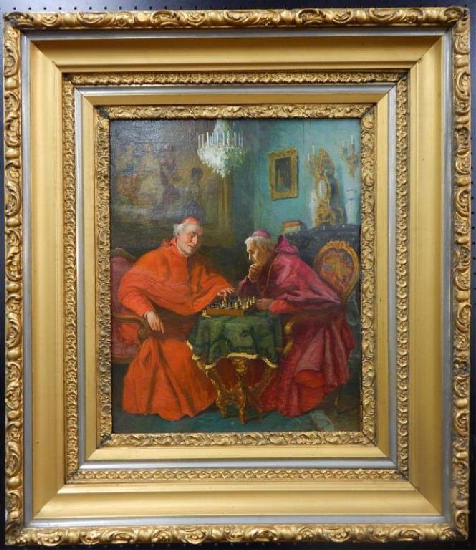 Jelinek "Cardinals Playing Chess" Oil on Canvas (1 of 8)