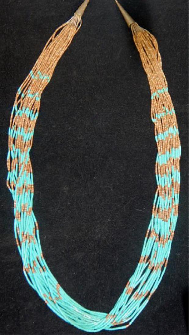 Turquoise & Coral Heishi Beads w/ Sterling Horns (1 of 4)